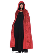 ￼Adulti Lungo 55” Pollici Velluto con Cappuccio Costume Mantello Rosso N... - $14.75