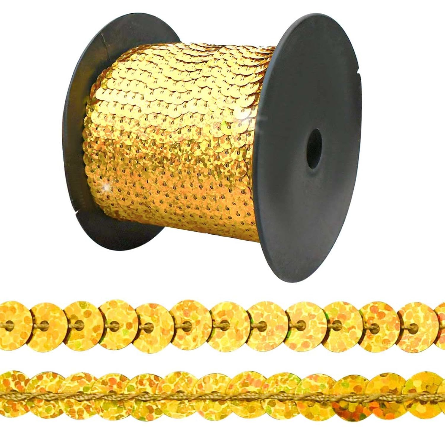 Primary image for 100 Yards Gold Sequin Trim 6Mm Spangle Flat Sequin Strip Fabric Paillette String