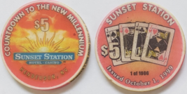 Sunset Station Countdown to  New Millenium Oct 1 1999 - 1 of 1000 $5 Casino Chip - $7.95