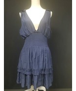 Ramy Brook New York Fallon V-Neck Navy Blue Tiered Mini Dress Size Large... - €69,23 EUR