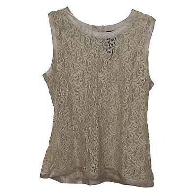 Primary image for The Limited Cream Lace Sleeveless Blouse Tops Womens Large Sheer NEW