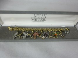 Nolan Miller KJL Flag Flower Bird Charm Bracelet Glamour Collection 7&quot; - £116.80 GBP
