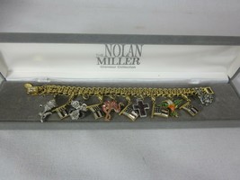 Nolan Miller KJL Flag Flower Bird Charm Bracelet Glamour Collection 7&quot; - £118.67 GBP