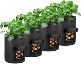 Black 10 Gallon Potato Grow Bags - Breathable Fabric with Handles, 4-Pack - $23.71