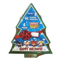 Funko Pocket Pop 4 Pack DC Christmas Tree Walmart Exclusive Batman Superman *New - £19.68 GBP