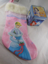 Disney Princess Cinderella Christmas Stocking plus 3D Tin Box w 5 Prince... - $14.84