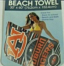 NCAA Auburn Tigers Beach Towel Vertical Logo Over Name 30&quot; by 60&quot; by Win... - £21.23 GBP