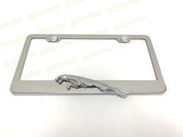 3D JAGUAR Leaper Logo Badge Emblem Stainless Steel Chrome License Plate Frame - $22.98