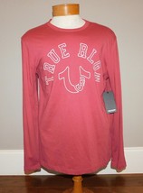 True Religion Sz L Mens Horseshoe Logo Tee Shirt Earth Red Crew Long Sleeve Arch - $20.78