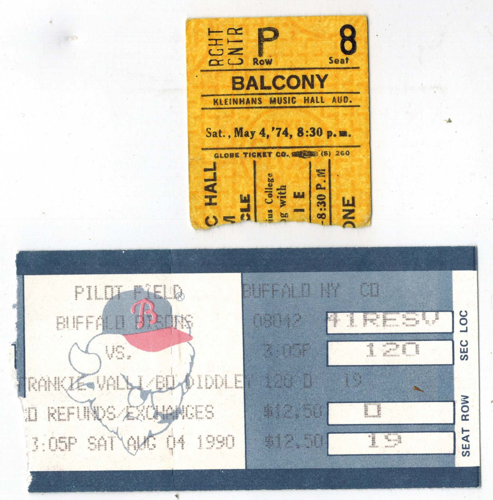 Vintage Ticket Stubs Buffalo Events Bisons 1990 + Kleinmans Music Hall 1... - $9.50