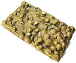 Vintage Brass Handmade Golden Nugget Rectangle Small  Belt Buckle - £34.16 GBP