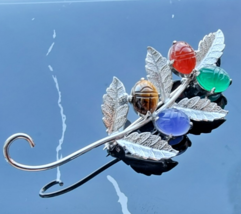 EGYPTIAN REVIVAL 925 STERLING SILVER SCARAB BEETLE GEMSTONE FLORAL LEAF ... - $1,249.56 MXN