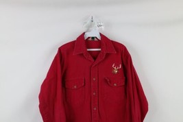 Vtg 90s Streetwear Mens L Distressed Deer Buck Chamois Cloth Button Shirt USA - £35.00 GBP