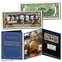 American Civil War Confederate Generals Genuine $2 Bill 8x10 Collectors Display - $18.65