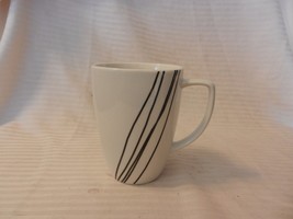 Corelle Coordinates Ceramic Coffee Cup White with Black Stripes - £15.80 GBP