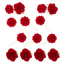 12 Pack Red Flower Hair Clips For Girls, Women Braid Ponytail, Rose Design, 4&quot; - £22.13 GBP