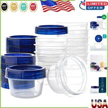 12 Stackable 4 oz Food Storage Containers with Easy Clean Airtight Blue ... - $53.14 CAD