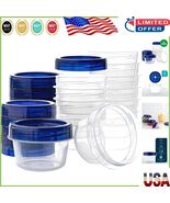 12 Stackable 4 oz Food Storage Containers with Easy Clean Airtight Blue ... - $53.14 CAD