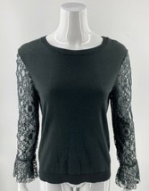 14th &amp; Union Womens Sweater Sz Medium Petite Green Sheer Lace Sleeve Lig... - $23.76