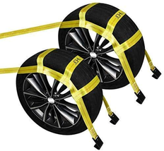 Tow Dolly Basket Straps With Flat Hooks Yellow Car Wheel Straps Universa... - $42.72