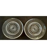 Crystal Pillar Candle holders (2) 6-7/8&quot; Wide Rim Clear Crystal - £25.06 GBP
