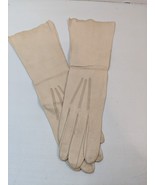 Vintage Real Kid Long Leather Gloves For Women - Beige Size 6 - £11.07 GBP