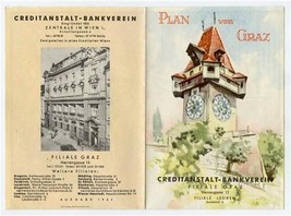 Plan Von Graz 1964 Creditanstalt Bankverein Map - £13.75 GBP