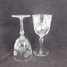 Set of 2 Libbey Glass Glenmore Etched Water Goblet 7 inches tall Vintage - $19.35