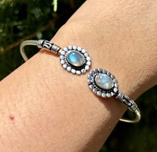 Handmade Cuff Bangle Bracelet Jewelry German Silver, Natural Labradorite, 1 - £13.86 GBP