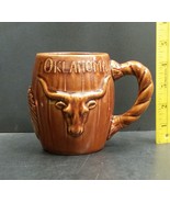 Vintage Ceramic Oklahoma Souvenir Mug Embossed Indian Steer Rope Handle - £7.85 GBP