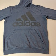Adidas Men's Blue Cotton Blend Drawstring Pullover Hoodie Sweatshirt Size Large image 11