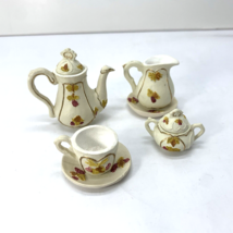 Vintage Hand-Painted Resin Grapes Miniature 6-Piece Tea Set, Cup Saucer ... - $14.95