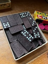 Vintage Lot of Halsam Red &amp; Black Wood Checkers &amp; Wooden Dominos – the checkers - £9.02 GBP