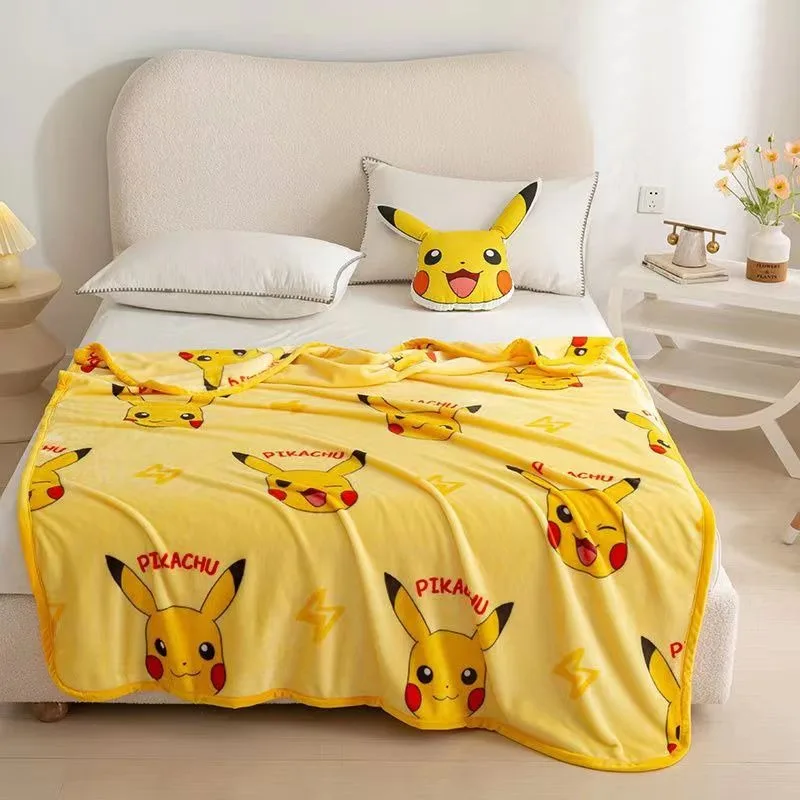 New Pokemon kawaii Cartoon Anime Flannel Blanket Pikachu  Figures Home Sofa - £18.82 GBP+
