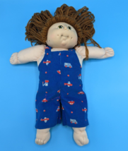 1984 Cabbage Patch Kids Girl Doll Brown Eyes Hair Dimples Blue Jumper MN THOMAS - £20.73 GBP