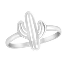 Charming Desert Accent Saguaro Cactus Sterling Silver Ring-7 - £14.07 GBP