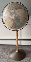 VINTAGE REPLOGLE 16&quot; WORLD CLASSIC FLOOR GLOBE WOOD METAL STAND 38” TALL - $97.02