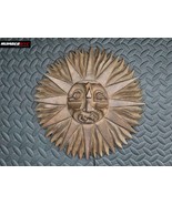 Warrior Sun Face Carved Wood Wall Art Aztec Style Decor - Hand Made In E... - £62.14 GBP