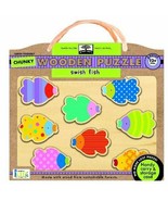 Wooden Swish Fish Game Toddlers Puzzle Board with Case, Green Start Lear... - $23.33