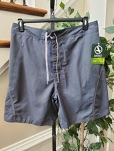 Aigle Men&#39;s Gray 100% Polyester Solid Logo Print Pull On Swimwear Shorts... - £27.97 GBP