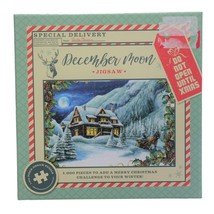 December Moon Jigsaw Puzzle 1000 Pc Christmas Winter Horse Cabin Chalet - $16.44
