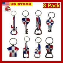 8 Pack Dominican Republic Country Metal Keychain, 6 Bottle Opener Souven... - $16.82