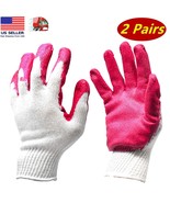 2 Pairs Non-Slip Red Latex Rubber Palm Coated Work Safety Gloves Garden ... - £6.31 GBP