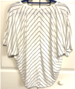White House Black Market S White Sparkling Silver Stripes Womens Shirt Top - €8,52 EUR