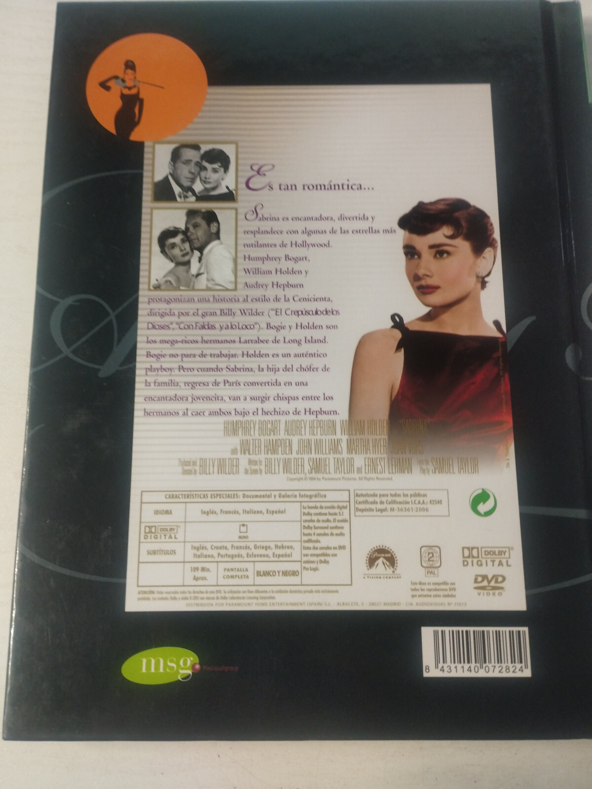 Sabrina Audrey Hepburn Humphrey Bogart - DVD Libro Spagnolo Inglese Regione 2 Item image 2