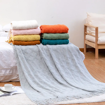 Sofa Knitted Blanket Cover Thin Summer for Bed Office Nap Hotel Bed Cove... - £32.45 GBP+