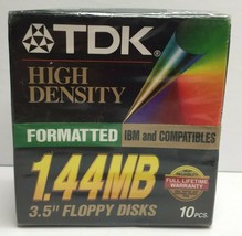 TDK High Density Formatted IBM Compatibles 1.44MB 3.5&quot; Floppy Disks 10Pcs - £15.72 GBP