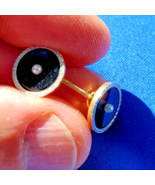 ELEGANT VINTAGE ART DECO 14K GOLD PLATINUM PEARL ONYX CUFF LINKS BUTTONS - $1,325.25