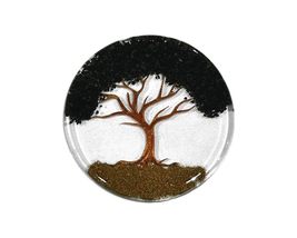 Tree of Life Chip Stone Acrylic Coaster Round Table Ornament Spiritual Home Bar  - £11.83 GBP
