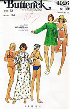 Misses&#39; BIKINI &amp; COVER-UP Vintage 1970&#39;s Butterick Pattern 3026 Size 12 UNCUT - £11.15 GBP